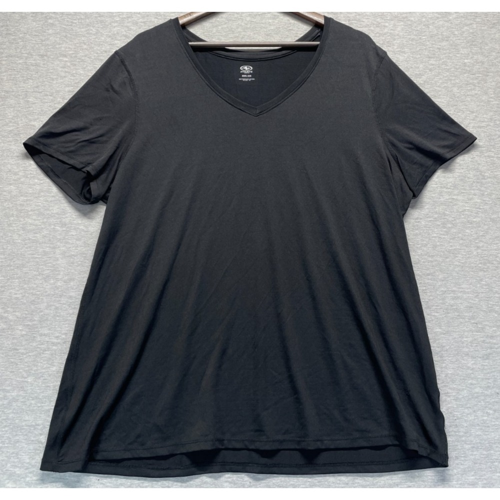 Athletic Works T Shirt Women 3XL (22) Black Short Sleeve V-Neck Training Workout